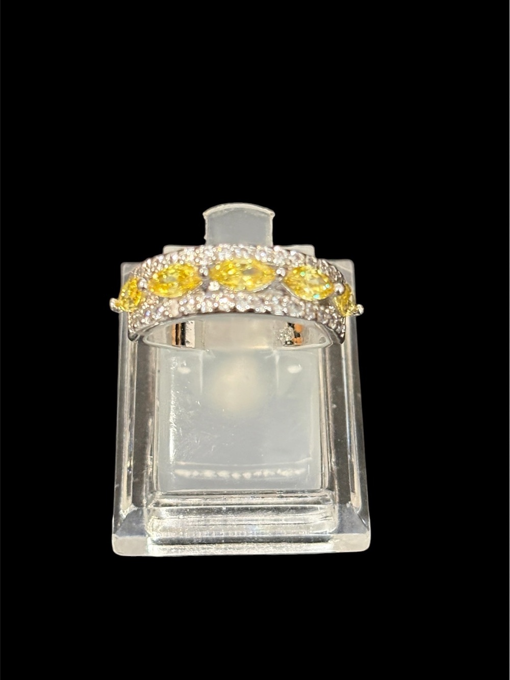 Yellow Sapphire CZ and Diamond Accent Sterling Ring - Yellow